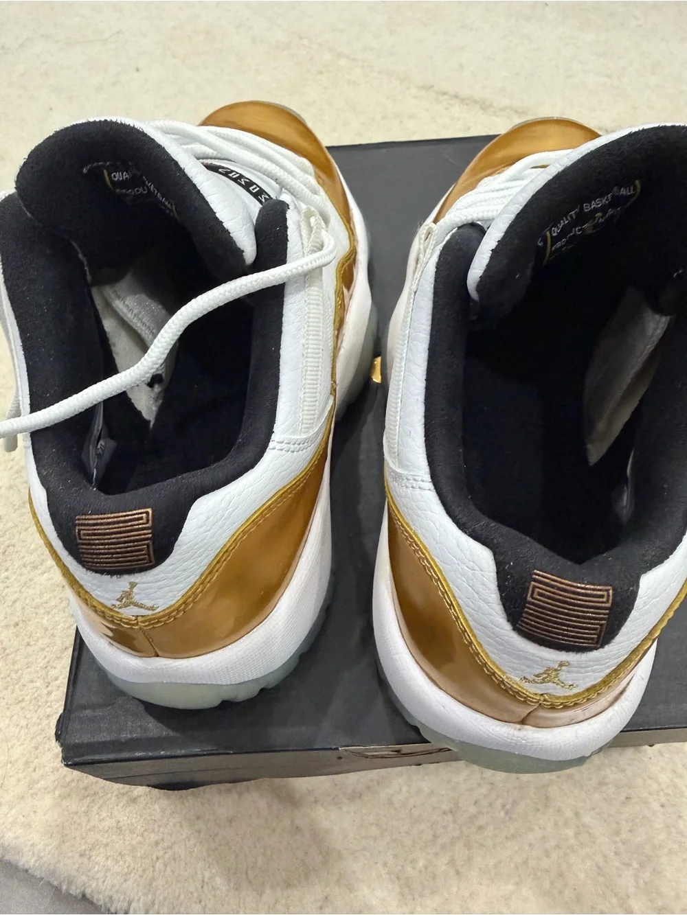 Jordan Kids White and Gold Low-Top Sneakers